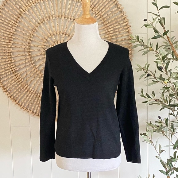 Scotch & Soda Maison Scotch Black Long Sleeve Metallic V Neck Sweater Medium - Picture 1 of 9